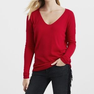 Hint of Cashmere V-Neck Wedge Tunic Sweater